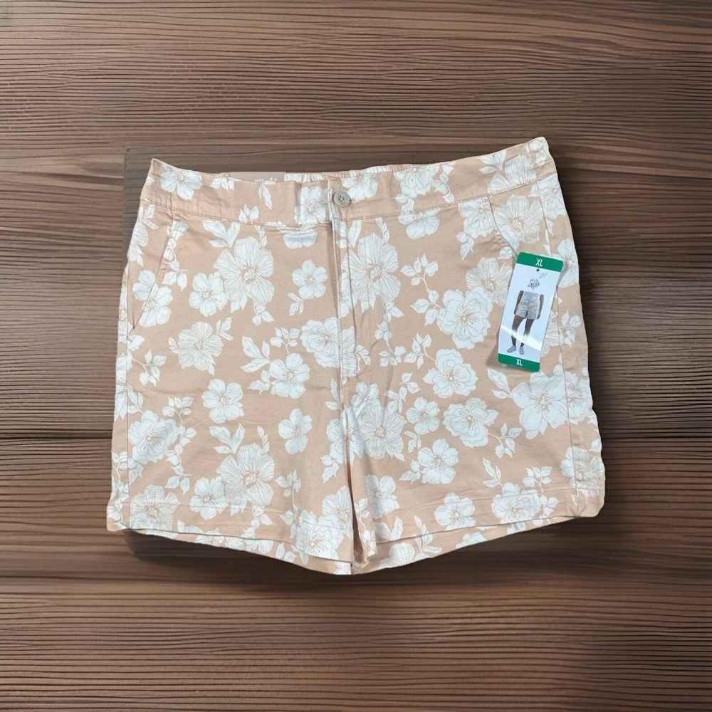 Jachs New York Girlfriend Chino Shorts Stretch Satin Floral Women‎ Sz XL NWT